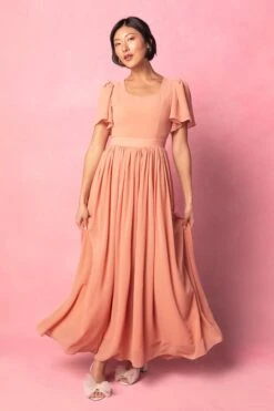 Ivy City Co 19 Abbie Dress In Apricot Crush