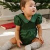 Baby Addie Romper In Green - FINAL SALE -Ivy City Co AddieGreen Baby 02 736233