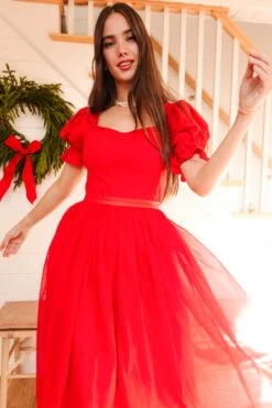 Ballerina Dress In Red - FINAL SALE -Ivy City Co BallerinaRed 3