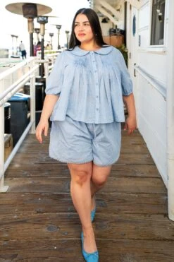 Betty Blouse In Blue -Ivy City Co BettyFloral Studio LibertyLondon24 09