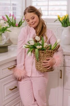 Camille Night Set With Feathers -Ivy City Co Camille MadsHome Easter24 1 520444