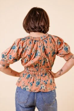 Elena Top In Brown Floral - FINAL SALE -Ivy City Co ElenaTop Studio F23 2 809268