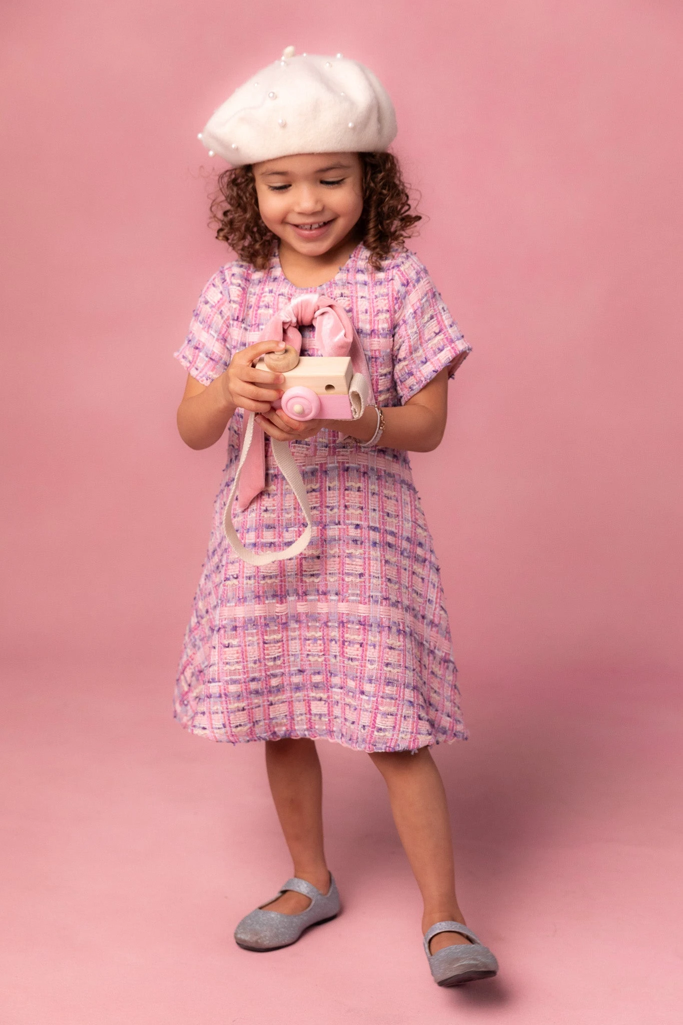 Mini Eloise Dress in Pink Tweed Mini Eloise Dress In Pink Tweed -Ivy City Co EloisePinkTweed 3