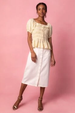 Emma Denim Skirt In White -Ivy City Co EmmaWhite Studio Spring1 1 386639
