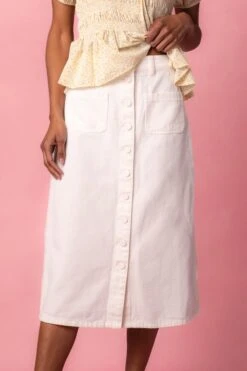 Emma Denim Skirt In White -Ivy City Co EmmaWhite Studio Spring1 3 815689