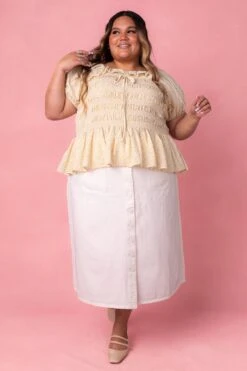 Emma Denim Skirt In White -Ivy City Co EmmaWhite Studio Spring1 8 220536