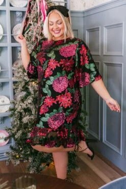 Evelyn Dress In Floral Sequin - FINAL SALE -Ivy City Co Evelyn TashHome H23 16 613898