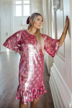 Evelyn Dress In Sequin Hearts -Ivy City Co Evelyn pinkhearts 6 581155