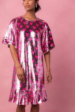 Evelyn Dress In Sequin Hearts -Ivy City Co EvelynHearts 05