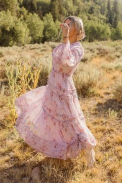 Geneva Dress In Mauve Floral -Ivy City Co Geneva Mauve 33 855234