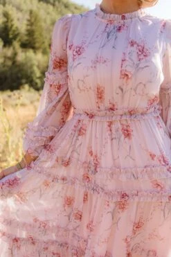 Geneva Dress In Mauve Floral -Ivy City Co Geneva Mauve 36 967934