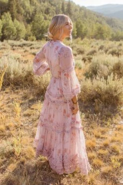 Geneva Dress In Mauve Floral -Ivy City Co Geneva Mauve 37 306431