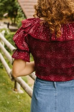 Gracie Top In Wine Floral - FINAL SALE -Ivy City Co GracieWineTop ConradRanch F23 13 711502