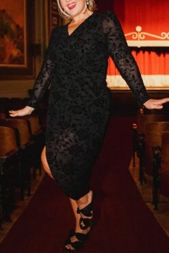 Ivy City Co 35 Amaya Burnout Dress In Black - FINAL SALE