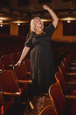 Gracie Dress In Black Chiffon -Ivy City Co Holiday2 WEB 24 412568