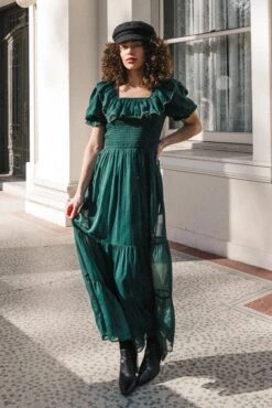 Gracie Dress In Emerald Chiffon - FINAL SALE -Ivy City Co IMG 0557 971001