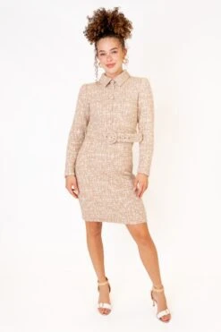 Jackie Dress In Taupe Boucle - FINAL SALE 4 Jackie Dress In Taupe Boucle - FINAL SALE -Ivy City Co JackieDress studio f23 5 371738