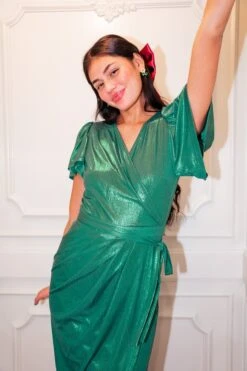 Lillie Dress In Metallic Green - FINAL SALE 6 Lillie Dress In Metallic Green - FINAL SALE -Ivy City Co LillieGreen TashHome H23 3 917937