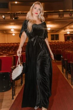 Livi Jumpsuit In Black Velvet - FINAL SALE