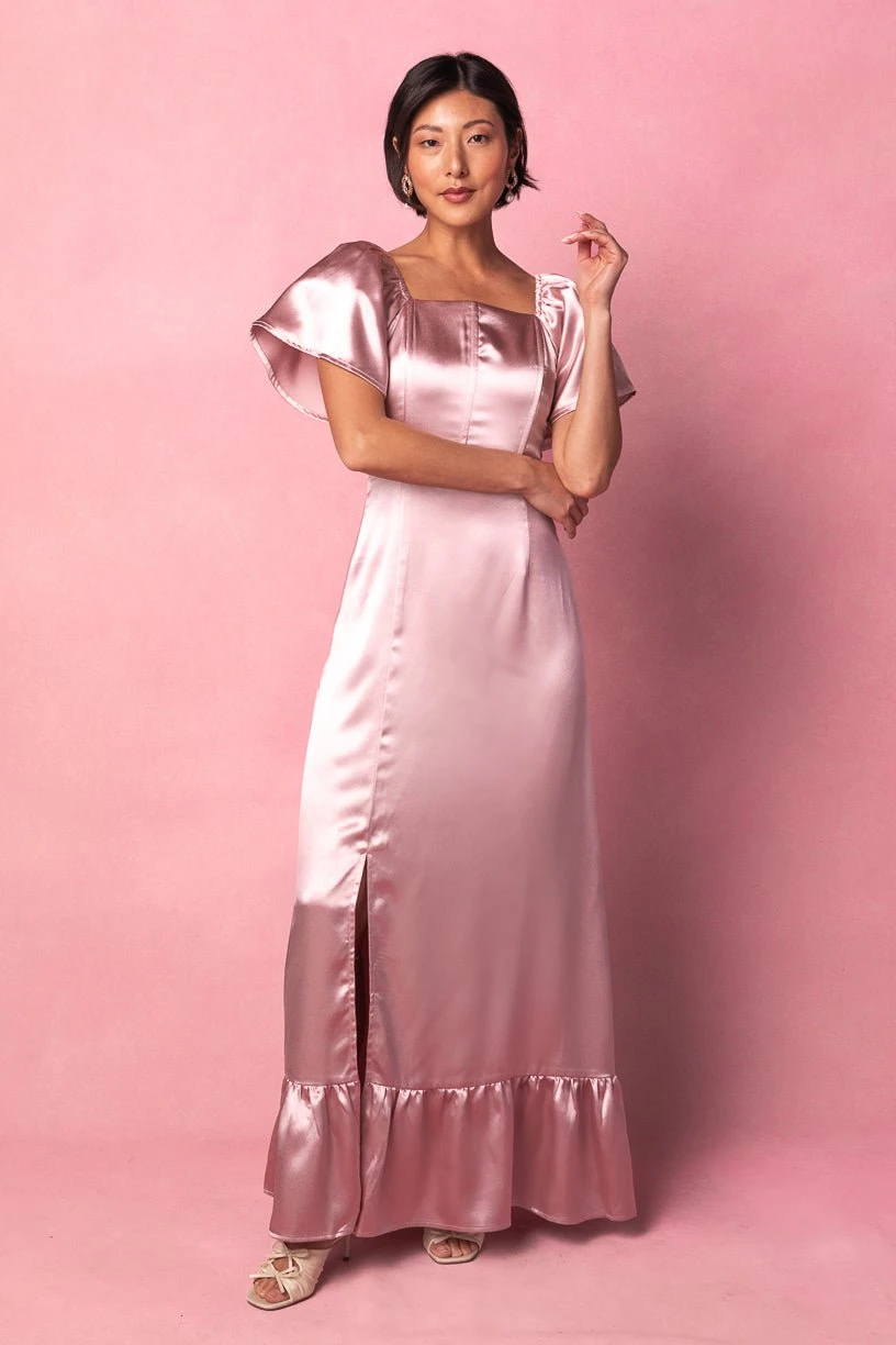 Maddie Dress in Blush Satin Maddie Dress In Blush Satin -Ivy City Co MaddieBlush2 498108