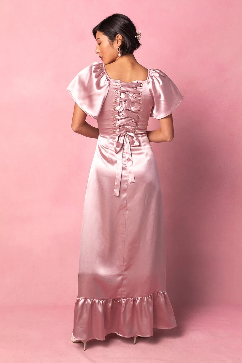 Maddie Dress in Blush Satin Maddie Dress In Blush Satin -Ivy City Co MaddieBlush3 591298