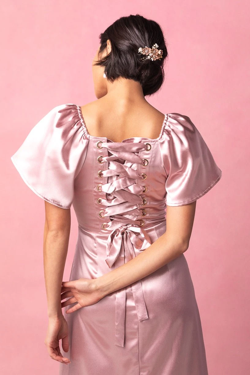 Maddie Dress in Blush Satin Maddie Dress In Blush Satin -Ivy City Co MaddieBlush4 651134