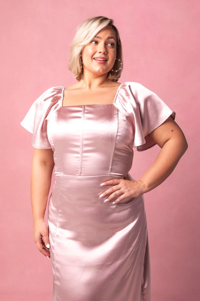 Maddie Dress in Blush Satin Maddie Dress In Blush Satin -Ivy City Co MaddieBlush9 704985