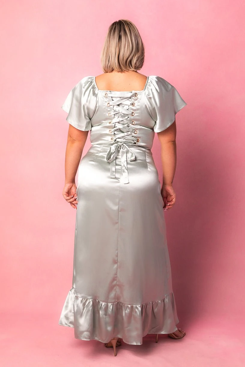 Maddie Dress in Sage Satin Maddie Dress In Sage Satin -Ivy City Co MaddieSage2 123613