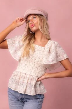 Madison Top In Eyelet Floral