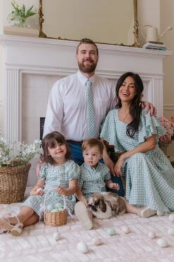 Mens Max Tie In Mint Gingham -Ivy City Co MarloweFam MadsHome Easter24 02