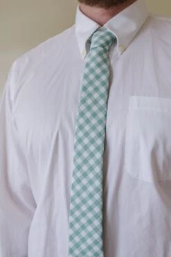 Mens Max Tie In Mint Gingham -Ivy City Co MaxTie MadsHome Easter24 1