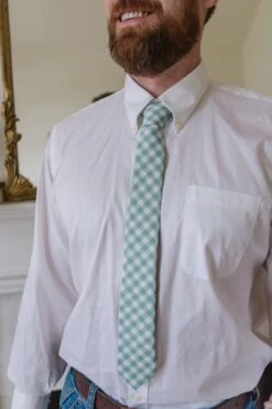 Mens Max Tie In Mint Gingham -Ivy City Co MaxTie MadsHome Easter24 2