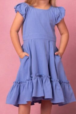 Mini Dahlia Dress In Blue -Ivy City Co MiniDahliaBlue Studio Spring24 3