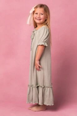 Mini Petra Short Sleeve Night Dress In Green -Ivy City Co MiniNightgownGreen Studio Spring24 2