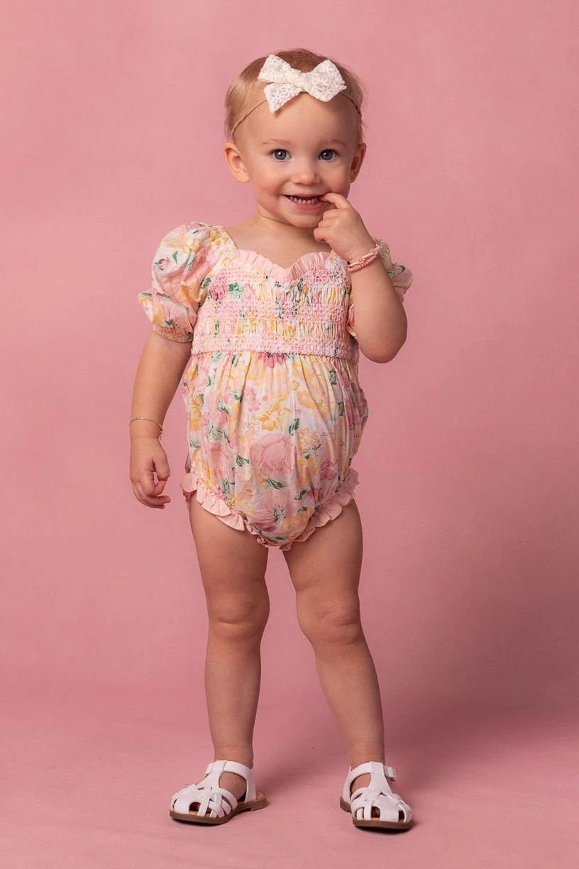 Baby Roselyn Romper in Pastel Floral Baby Roselyn Romper In Pastel Floral -Ivy City Co Roselyn Studio Easter24 1 373538