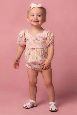 Baby Roselyn Romper In Pastel Floral 6 Baby Roselyn Romper In Pastel Floral -Ivy City Co Roselyn Studio Easter24 2 684914