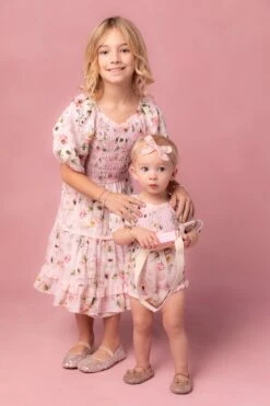 Baby Roselyn Romper In Pink -Ivy City Co RoselynPink Studio 3