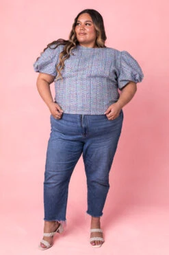 Roxie Top In Blue Tweed -Ivy City Co RoxieBlueTop Studio Spring3 1