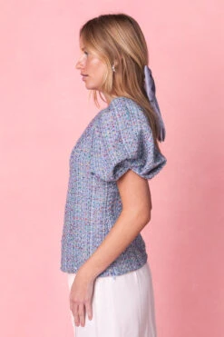 Roxie Top In Blue Tweed -Ivy City Co RoxieBlueTop Studio Spring3 10