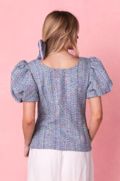 Roxie Top In Blue Tweed -Ivy City Co RoxieBlueTop Studio Spring3 11
