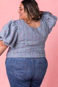 Roxie Top In Blue Tweed -Ivy City Co RoxieBlueTop Studio Spring3 5