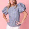 Roxie Top In Blue Tweed -Ivy City Co RoxieBlueTop Studio Spring3 9