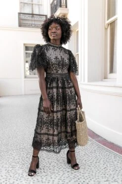 Sicily Dress With Flutter Sleeves In Black - FINAL SALE -Ivy City Co Sicily Black Flutter 4 152117