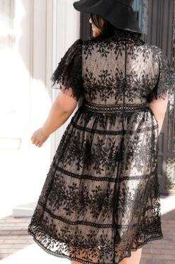 Sicily Dress With Flutter Sleeves In Black - FINAL SALE -Ivy City Co Sicily Black Flutter Plus 5 919794