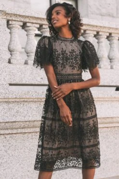 Sicily Dress With Flutter Sleeves In Black - FINAL SALE -Ivy City Co SicilyFlutterBlack Capitol N23 22 616459