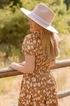 Sienna Dress In Brown Floral -Ivy City Co SiennaBrownFloralDress ConradRanch F23 15 677976