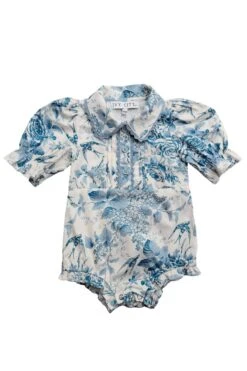 Baby Sophia Romper -Ivy City Co SophiaBlueToile baby front 170937