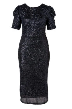Starling Dress In Black Sequin -Ivy City Co StarlingBlackSequin front 811214
