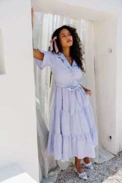 Sutton Dress In Pinstripe -Ivy City Co SttonStipes FIXEDBUTTON Poolhouse Summer1 4