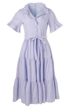 Sutton Dress In Pinstripe -Ivy City Co SuttonStripe Front Ghost